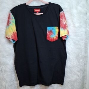 Asphalt Black T-Shirt with Tie-Dye Accents